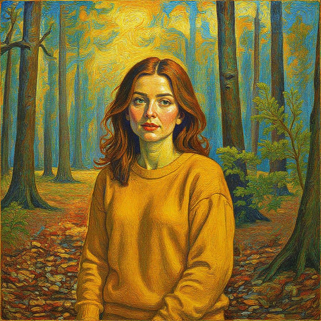 Turn this into Van Gogh post-impressionist oil painting with thick impasto and cypress trees